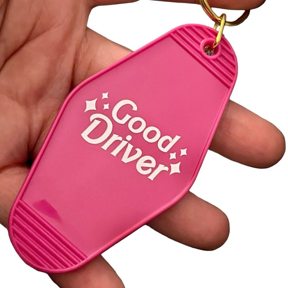 Barbie Hot Pink Motel Keychain Good Driver